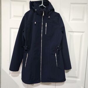 Navy Water/Wind Resistan Laundry By Shelli Segal Women's Hooded Jacket Size Lg